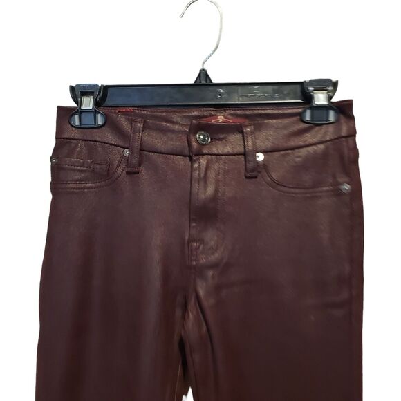 7 For All Mankind Sz 25 Mid Rise Faux Suede Brown Stretch Skinny Jeans - Picture 4 of 11